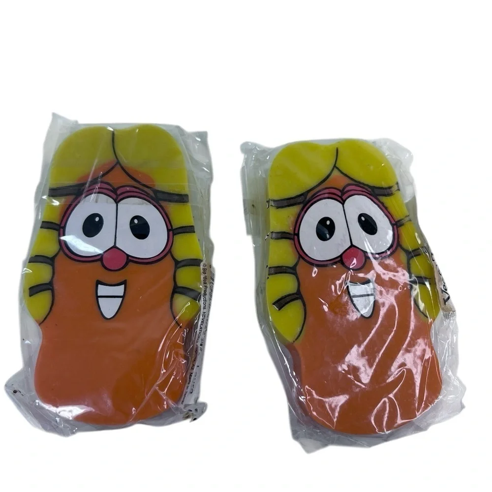 Vintage Veggie Tales Jumbo Eraser Laura  Carrot Revelations New NIP 3” Christian